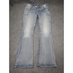 Silver Suki Slim Bootcut Jeans Women's Size 30x33 Blue Light Wash Whiskered